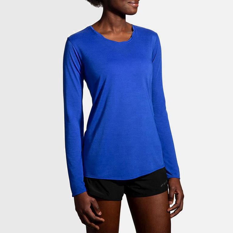 Brooks Distance Australia - Women's Long Sleeve Running Shirt - Blue (083276-YKR)